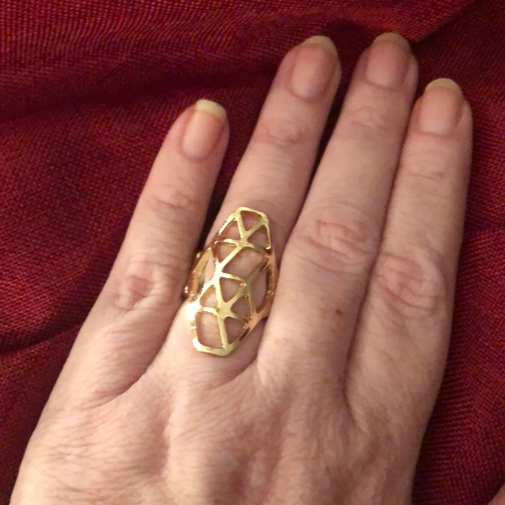Paparazzi Long abstract gold tone ring.
